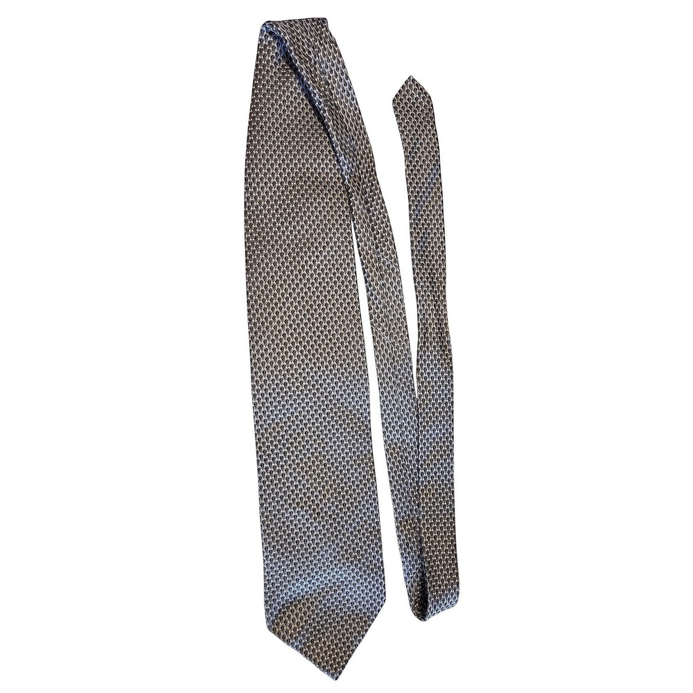 Di Moggio Men's Necktie Gray Silk Tie Textured Minimalist Quiet Luxury Modern - Picture 5 of 5